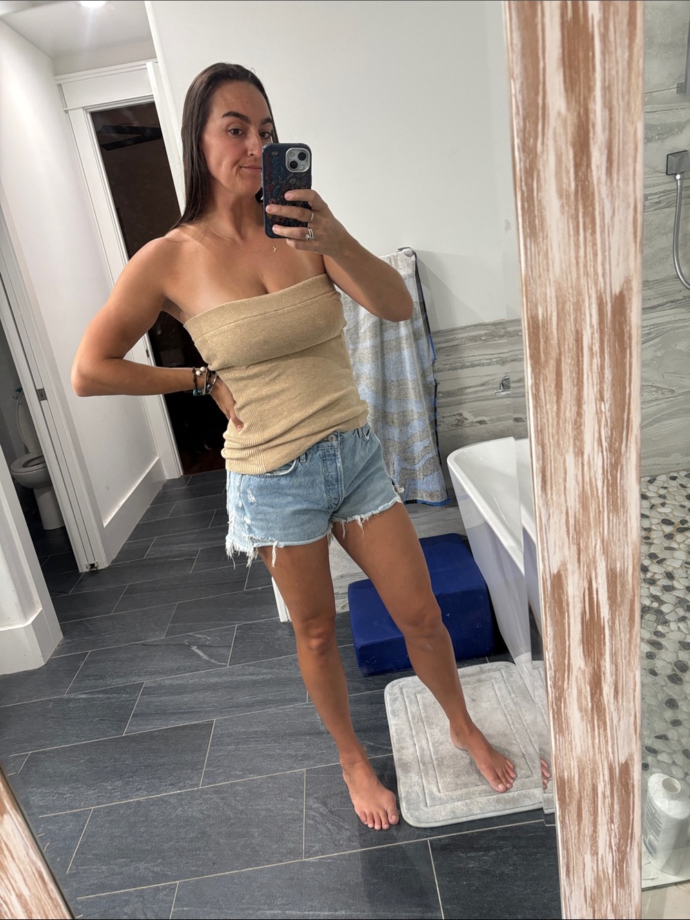 Old Navy Beige Ribbed tube top